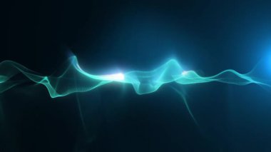 Parlak enerjinin sihirli dalgaları. Yüksek teknoloji gökkuşağı ışık parçacıkları ve bokeh enerjisi.