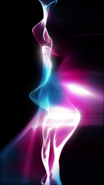 Parlak enerjinin sihirli dalgaları. Yüksek teknoloji gökkuşağı ışık parçacıkları ve bokeh enerjisi.