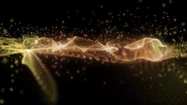 Parlak enerjinin sihirli dalgaları. Yüksek teknoloji gökkuşağı ışık parçacıkları ve bokeh enerjisi.