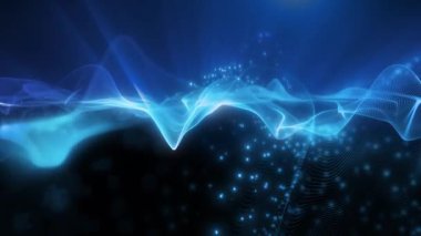 Parlak enerjinin sihirli dalgaları. Yüksek teknoloji gökkuşağı ışık parçacıkları ve bokeh enerjisi.