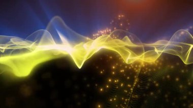 Parlak enerjinin sihirli dalgaları. Yüksek teknoloji gökkuşağı ışık parçacıkları ve bokeh enerjisi.