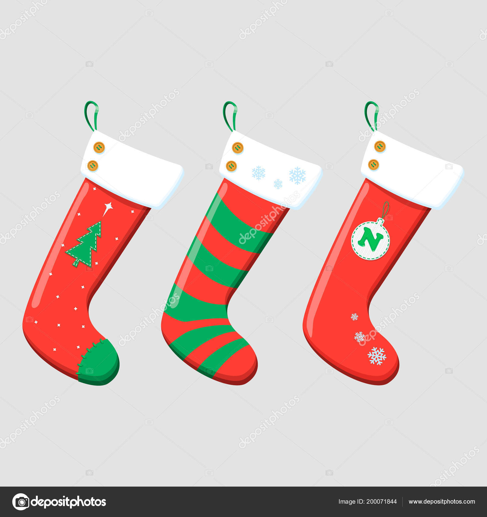 Christmas Stockings Red Green Colors Hanging Holiday Decorations For Gifts Vector Image By C Kovalets Vector Stock 200071844