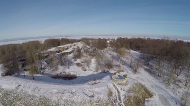 Rusya. Saint-Petersburg. Kronshtadt. Sur duvarları ve catacombs Fort Reef ve kış. Havadan çekim.