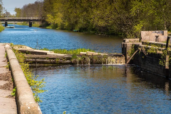 Rússia Região Leningrado Vista Das Eclusas Pedro Histórico Antigo Canal — Fotografia de Stock