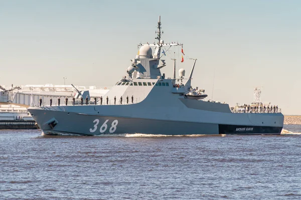 Rusya Kronshtadt Donanma Geçit Töreni Provası Sırasında Kronstadt Yakınlarındaki 22160 — Stok fotoğraf