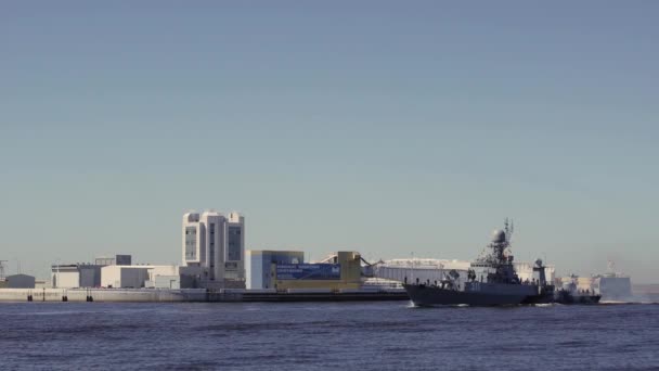 Rusko Kronshtadt Malá Protiponorková Loď Kazanets Projekt 1331M Projíždí Poblíž — Stock video