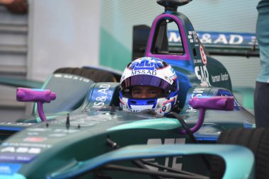 19 Mayıs 2018, Berlin, Almanya - 2018 Berlin eprix formül E şampiyonluk elektrikli otomobil yarışı. Tempelhof Street devre