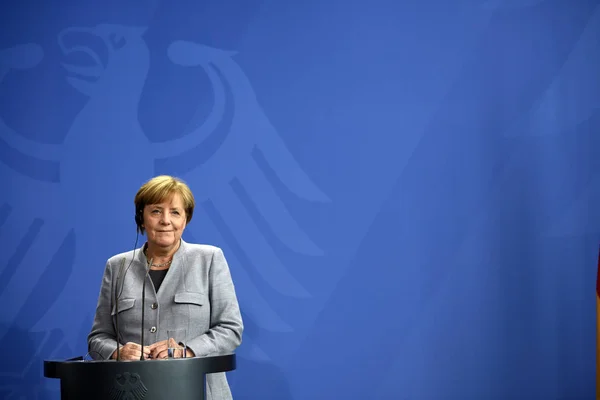 Berlín Alemania Conferencia Prensa Con Canciller Alemana Angela Merkel Cancillería — Foto de Stock