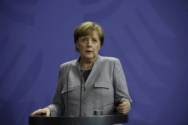Berlin Niemcy Konferencja Media Oferuje Niemiecka Kanclerz Angela Merkel Kancelarii — Zdjęcie stockowe