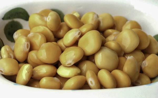 Close Lupin Lupini Beans Delicacy Snack Ready Eat Aka Tremocos — Stock Photo, Image