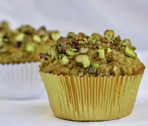 Banana Orange Muffin Crushed Pistachio Nuts Topping — Stock Photo, Image