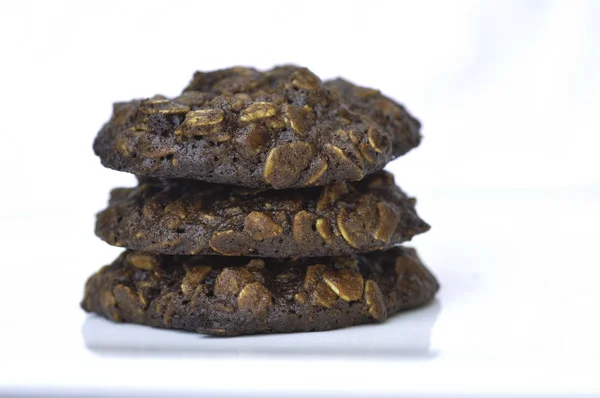 Homemade Baked Cocoa Date Oat Cookies — Stock Photo, Image