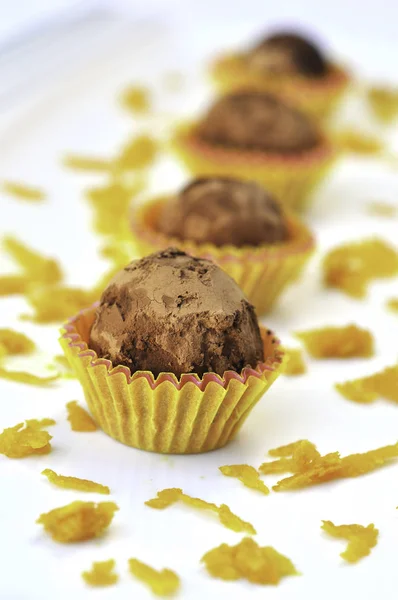 Orange Cocoa Truffle Fine Dessert Sweet — Stock Photo, Image