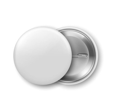 Boş beyaz rozet, iğne. Vektör çizimi