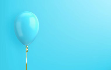 Mavi arka planda iplik olan mavi balon. vektör illüstrasyonu