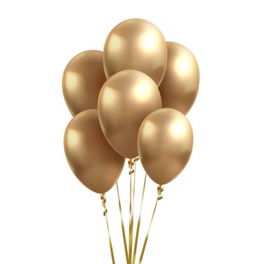 Sarı altın balonlar. Tatil kutlamaları için arka planda parlak, parlak, parlak bir balon..