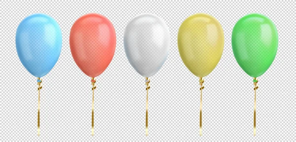 绿色气球矢量在透明背景上的图解 生日派对上光滑逼真的气球 — 图库矢量图片