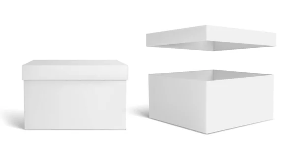 Una Maqueta Caja Blanca Caja Embalaje Blanco Maqueta Paquetes Vector — Vector de stock