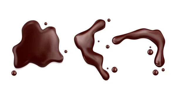 Gotas Chocolate Isoladas Fundo Branco Vetor Realista — Vetor de Stock