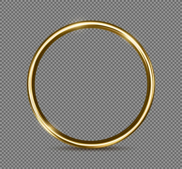 Gouden Ring Geïsoleerd Transparante Achtergrond Vector Realistisch — Stockvector