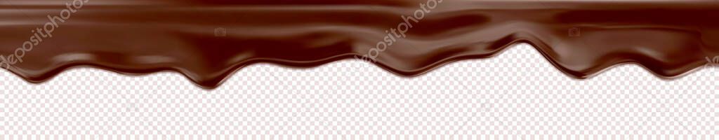 Dripping Melted Chocolate. Realistic 3d vector illustration of liquid chocolate.