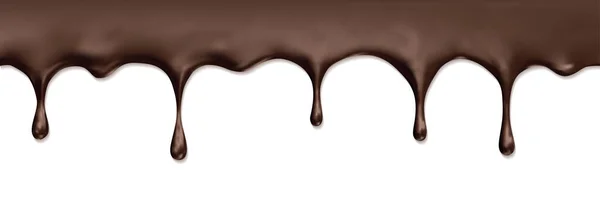 Dripping Chocolate Derretido Ilustração Vetorial Realista Chocolate Líquido — Vetor de Stock