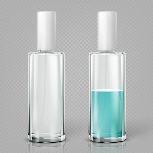Vector Glass Blank Cosmetic Bottles Mockup Brand Design — Stock Vector