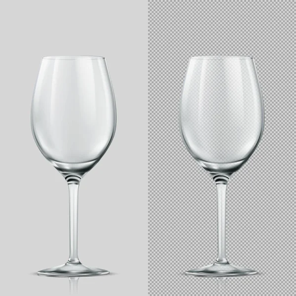 Transparantie Wijnglas Vectorillustratie Geïsoleerd Grijze Transparante Achtergrond — Stockvector