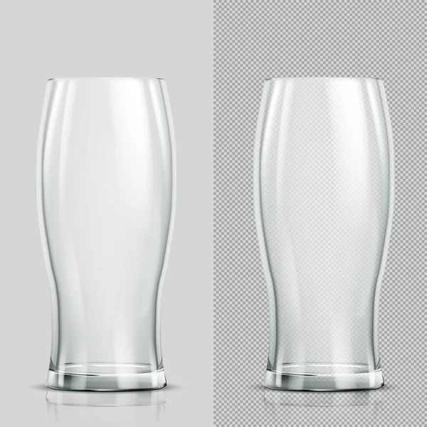 Deux Verres Bière Éléments Réalistes Transparents Prêt Appliquer Votre Design — Image vectorielle