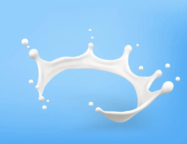 Salpicadura Leche Productos Lácteos Naturales Vector Objeto — Archivo Imágenes Vectoriales