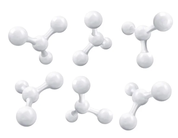 Beyaz molekül ya da atom, soyut temiz yapı. Vektör illüstrasyonu.