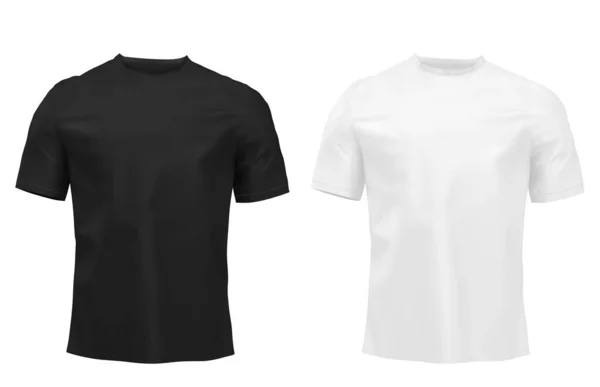 Herrvit Och Svart Shirt Med Kort Ärm Mockup Framifrån Vektormall — Stock vektor