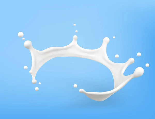 牛奶飞溅 天然乳制品 3D矢量物体 图库插图