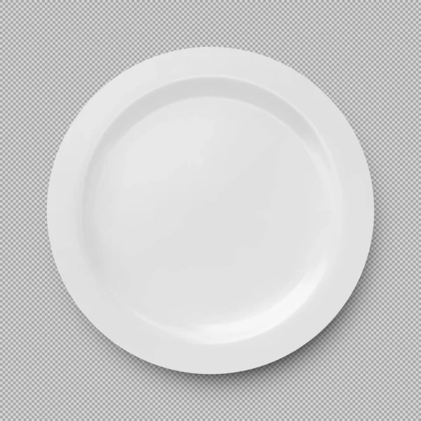 白色盘子在透明的背景上隔离 矢量图解 餐具设计元素 矢量图形
