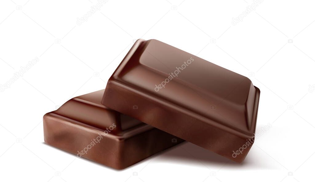 Broken chocolate bar. Isolated on white background. Vector illustration