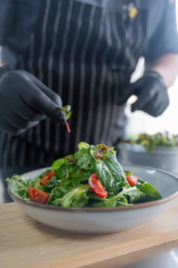 Şef salata hazırlar