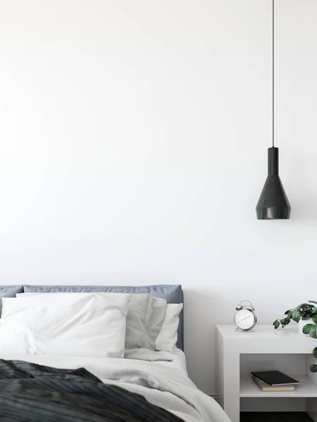 Mock Muur Interieur Scandinavische Stijl Kunst Aan Muur Rendering Illustratie — Stockfoto