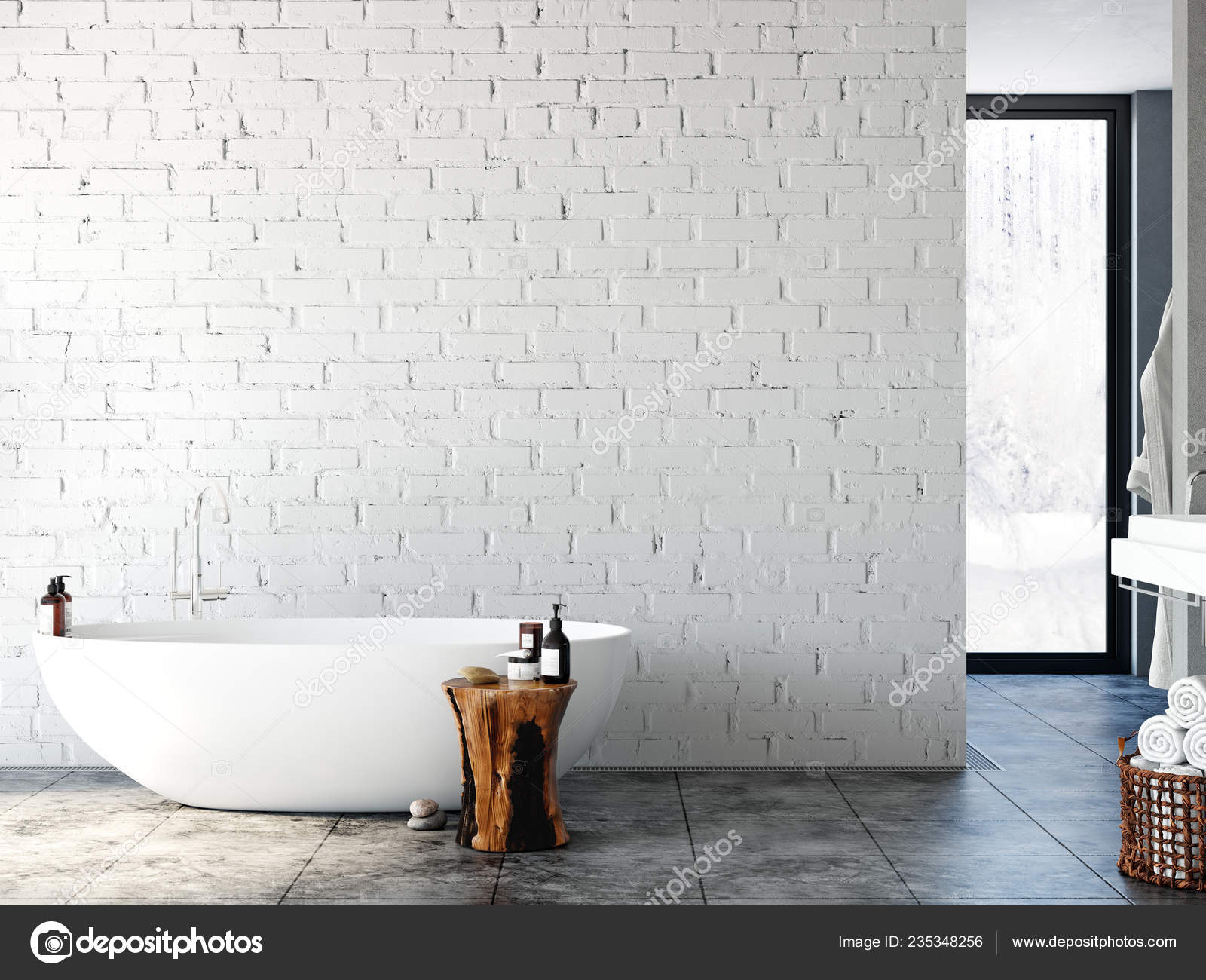 Download Bathroom Interior Wall Mockup Wall Art Rendering Illustration Stock Photo Image By C Yuri U 235348256