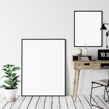 Çerçeve modeli. Oturma odası iç duvar modeli. Duvar sanatı 3d görüntüleme, 3d illüstrasyon.