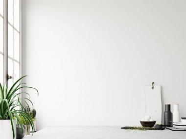 Duvar iç kadar alay . Duvar sanatı. İskandinav iç. 3d render, 3d illüstrasyon