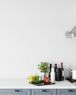 Duvar iç kadar alay . Duvar sanatı. İskandinav iç. 3d render, 3d illüstrasyon