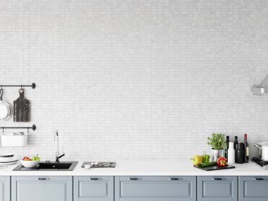 Duvar iç kadar alay . Duvar sanatı. İskandinav iç. 3d render, 3d illüstrasyon