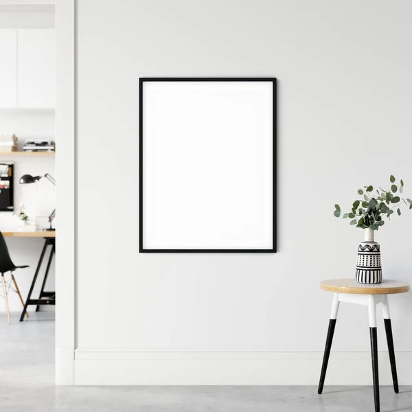 Frame Poster Mock Living Room Scandinavian Interior Rendering Illustration — Stock Photo, Image