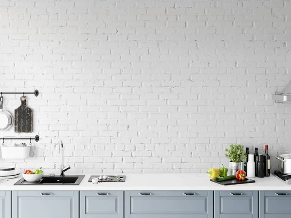 Duvar iç kadar alay . Duvar sanatı. İskandinav iç. 3d render, 3d illüstrasyon