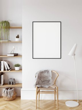 Boho tarzında çerçeve ve poster modeli. 3d görüntüleme, 3d illüstrasyon