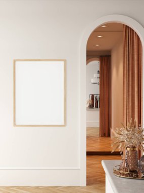 Boho tarzında çerçeve ve poster modeli. 3d görüntüleme, 3d illüstrasyon