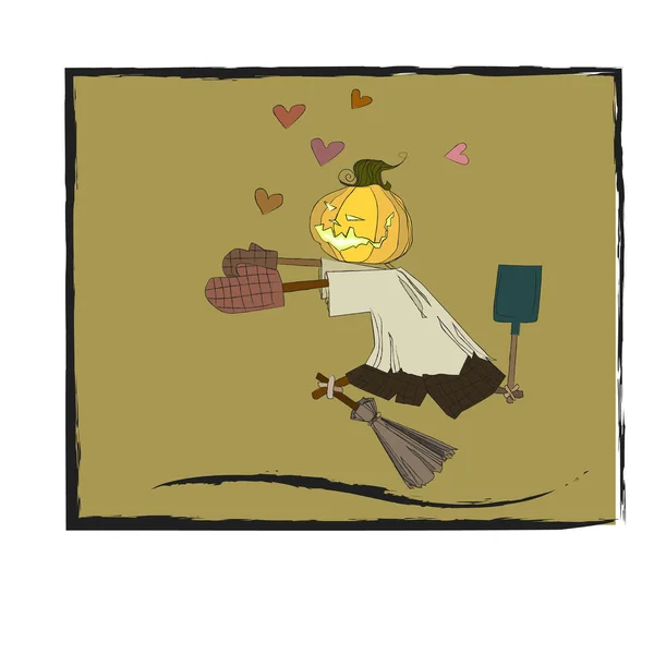 Cadılar Bayramı. Tatlı balkabağı karakteri. Balkabağı rengini kovalıyorum