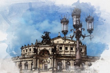 Cephe Semper Alman şehir Dresden, tarihi merkezinde Opera evde