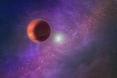 Paralel bir evren görüntüsünü abstract, bilinmeyen bir taş gezegenden uzayına görüntülemek