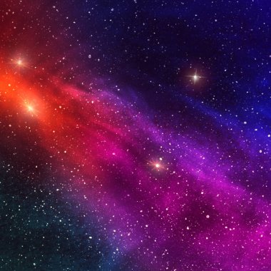 Arka plan doku uzak yıldız alanı ve çok renkli Bulutsusu, illüstrasyon